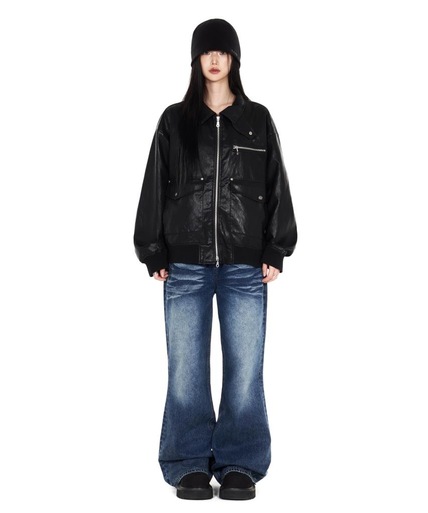 Idws Misty Leather Blouson Black