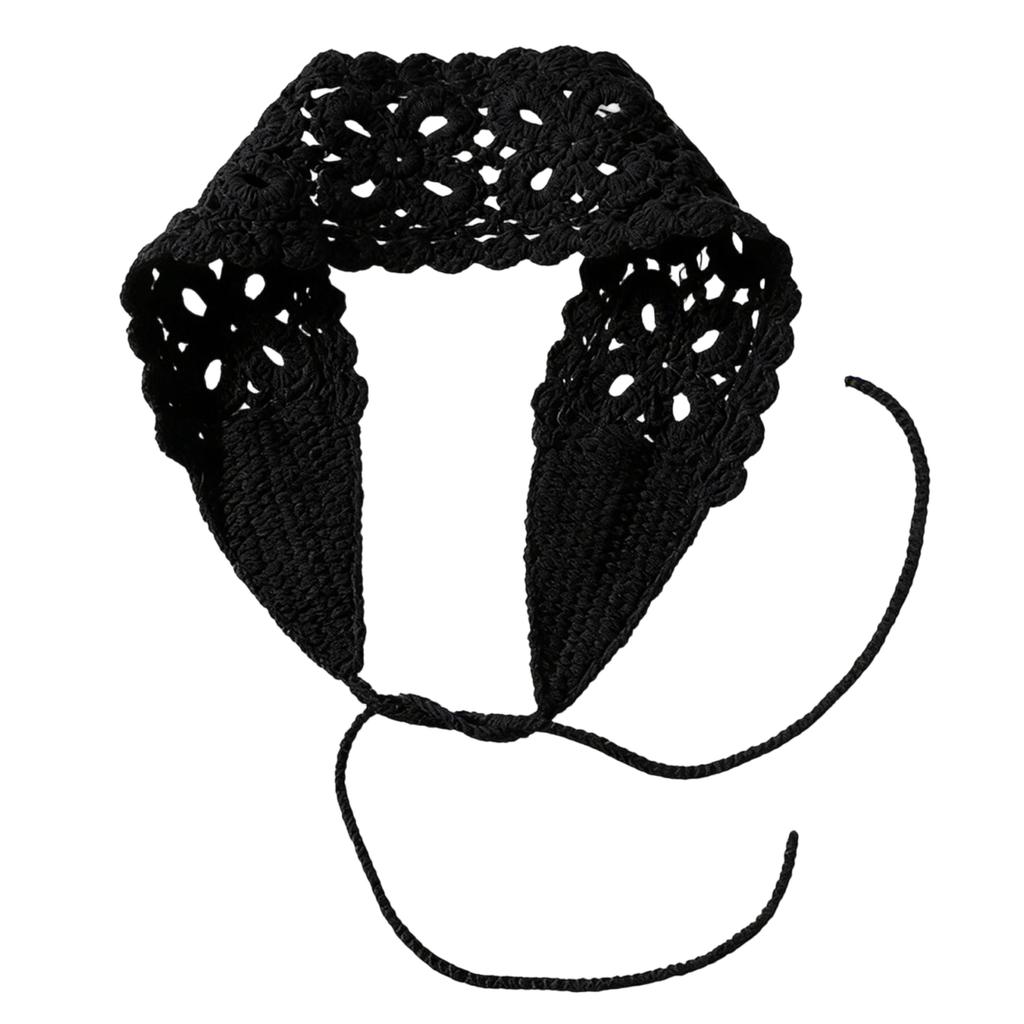 Fascia all'uncinetto da donna con motivo floreale, fascia per capelli lavorata a maglia con chiusura regolabile, stile vintage, accessorio per capelli bohémien per l'uso quotidiano e le attività all'aperto