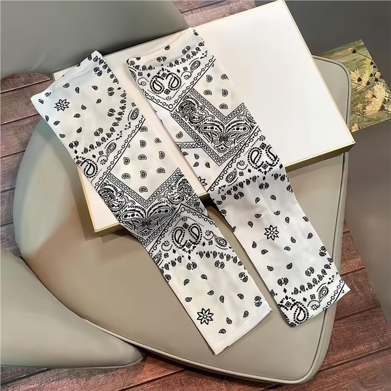 

High Elastic Loose Lace Sun Protection Ice Sleeve New Arrival Gentle Fairy Lady Wind Breathable Plaid Cool Viscose Fiber Oversleeve Summer Thin Cashew flower White 3XL