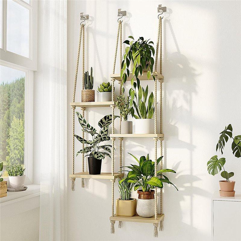 ABBP-Hanging Shelves Plant Hanger Indoor Window Plant Shelves Wood Plant Wall Shelf Window Sill Plant Shelf Indoor