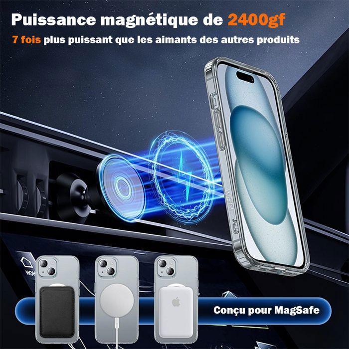 Coque de téléphone - WENZYLIQUOX - iPhone 15 Plus - MagSafe aimantée - Verre trempé & protection antichocs - Bumper TPU antichoc