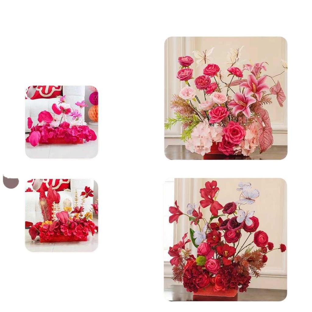 Double Happiness Pink Floral Wedding Room Decoration Set for Bedroom and Living Room