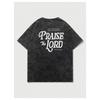 Gewaschenes doppelseitig bedrucktes Oversize-Kurzarm-T-Shirt 100% Baumwolle "Praise The Lord"