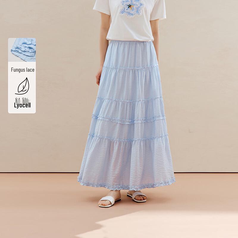 INMAN French Style Ruffle Hem A-Line Midi Skirt XL