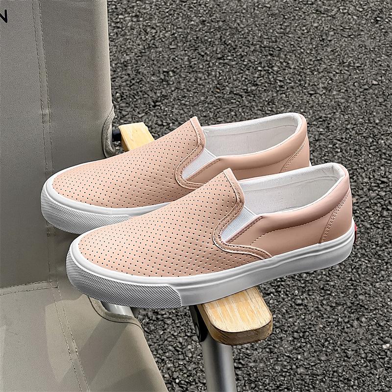 2025 Spring Mesh Breathable White Flat Shoes Women's Non Slip Sports Casual Shoes Lace-up Comfortable Slip On Vulcanized Shoes