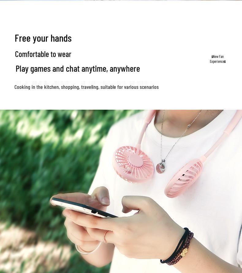 LED Nackenventilator: Wiederaufladbarer geräuschloser Hängeventilator der 3. Generation