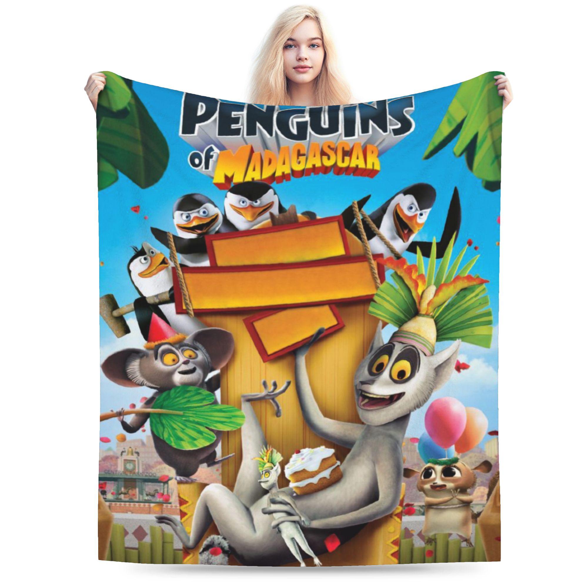 Helenal Unisex White Penguins Of Madagascar Merch Blankets Soft Fleece Throw Blanket Comfortable Bedspreads