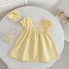 Sommer kariertes Prinzessinnenkleid & Baby Strampler Geschwister Outfits