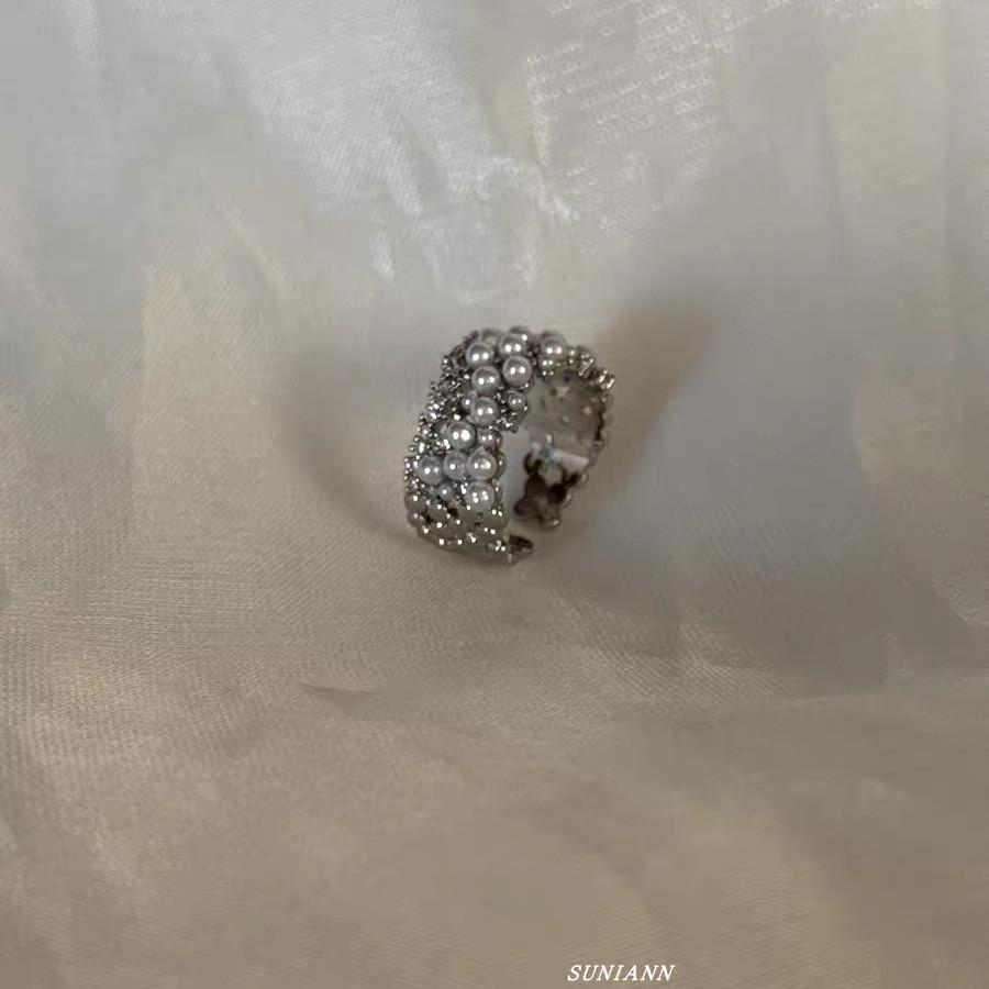 Light Luxury Pearl Geometric Adjustable Ring For Women And Men Jewelry Accessory