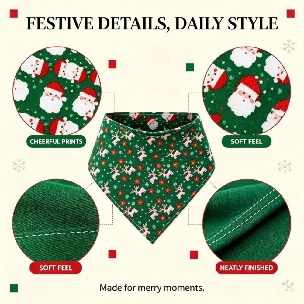 2pcs Adjustable Scarf Bibs Stylish Dog Bandanas Portable Christmas Pet Bandana Pet Supplies