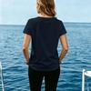 Women Casual Round Neck Short Sleeve T Shirt Button Down Front Relaxed Fit Lightweight Top for Everyday Wear
