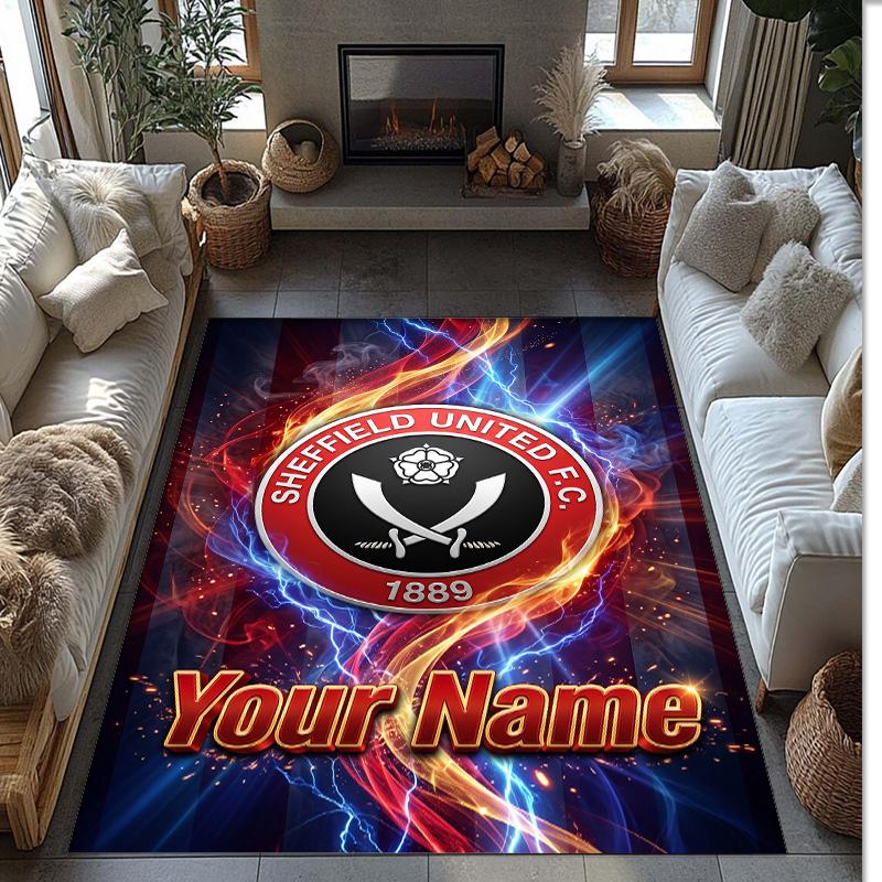 Sheffield United FC Printed Crystal Velvet Rug Non‑Slip Crystal Velvet Carpet For Sofa Bedroom Indoor Home Decoration
