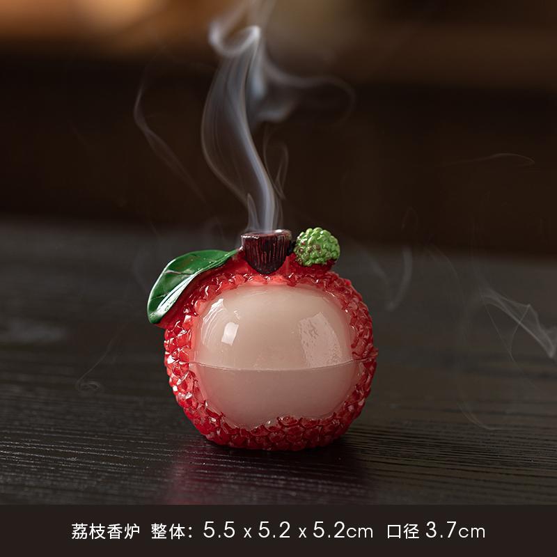 

Creative Fruit Pomegranate Lychee Shape Mini Aromatherapy Furnace, Home Indoor Zen Tea Ceremony Decor, Small Incense Burner, 1Pc