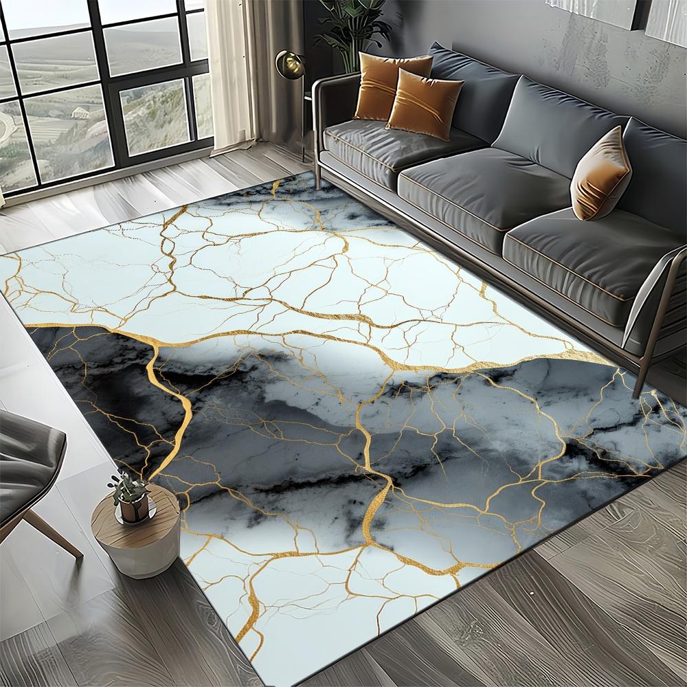 27 Styl Nowa Moda Marmur Czarny Biały Złoty Kamień Dywanik Dywan do Salonu Sypialni Dekoracja Domowa Sofa, Mata Podłogowa Antypoślizgowa