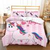 Unicorn Kids Girls Pink 3D Bedding Set Duvet Cover Sale Cartoon Bedcllothes Animal Printed Queen King Size Home Duvet Covers