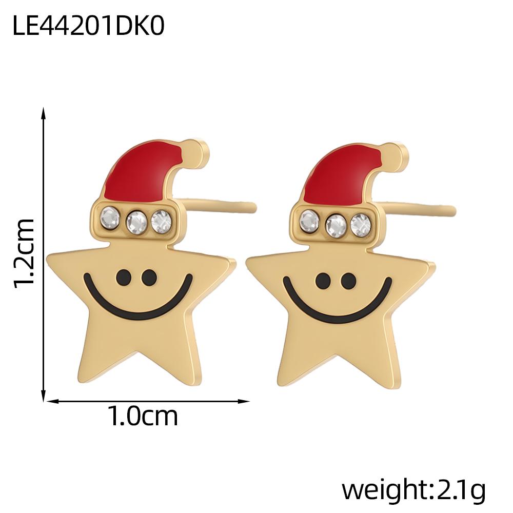 CARLIDANA Exquisite Mini Christmas Trees Elk Stainless Steel Earrings Non Tarnish Santa Claus Snowman Earrings Jewelry Women