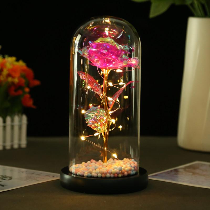 Gold Rose Glass Cover Ornament, Creative Mother's Day Valentine's Day Gift, Simulated Flower Ornament