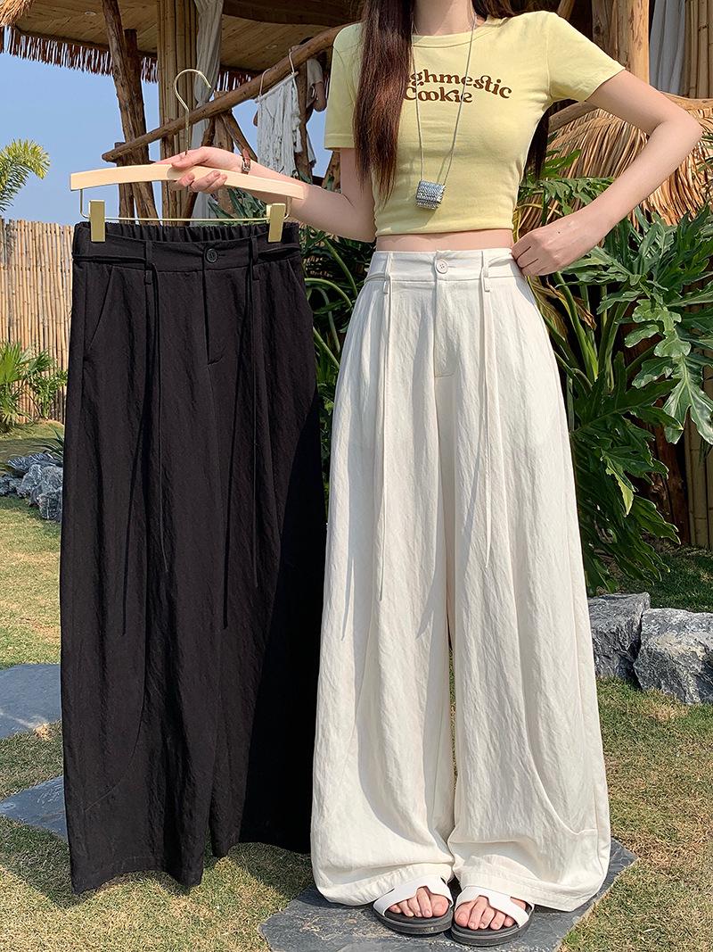 2026 Spring Plus Size Women s High-Waisted Wide-Leg Floor-Length Pants XXXL