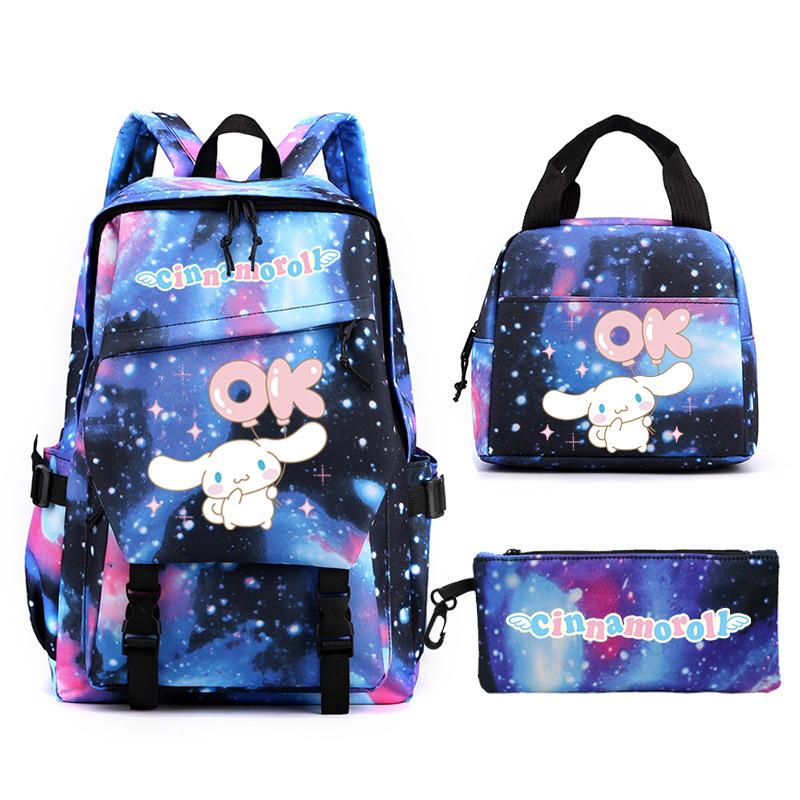 Cartoon Puppy Printed Schoolbag Set Backpack + Lunch Bag + Pencil Case Three-Piece Set