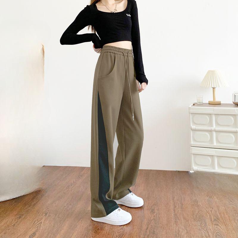 

Spliced Sweatpants Sweatpants Women Spring Banana Pants Loose Wide-Legged Harlem Pants Designed Trousers 5XL коричневий