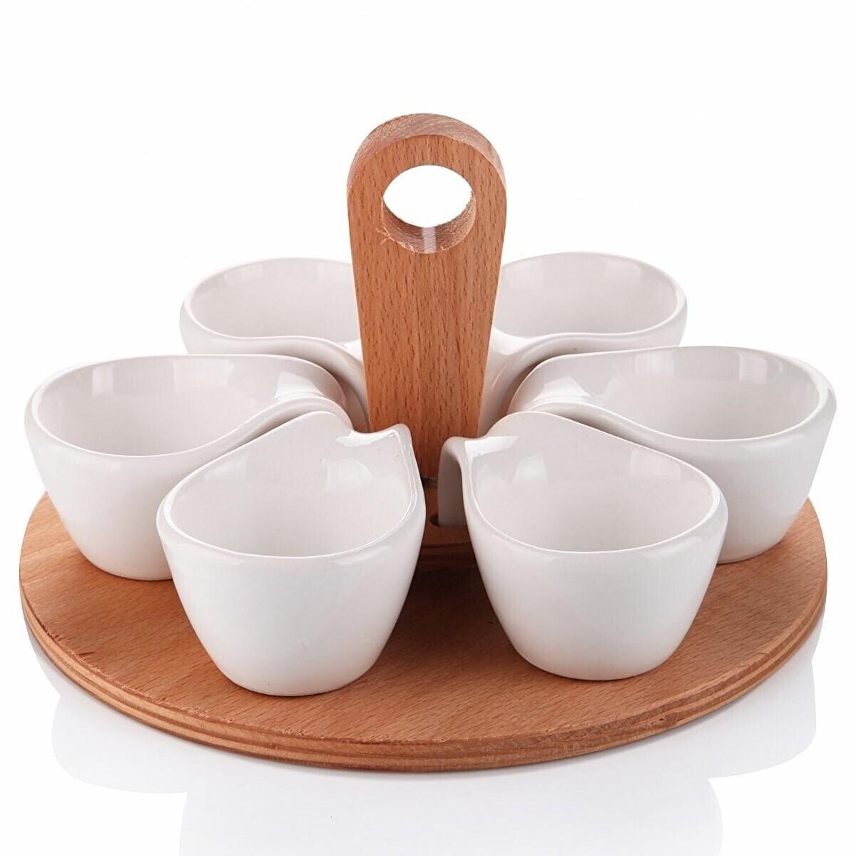 

Держатели для закусок на 6 предметов с деревянной ручкой и основанием