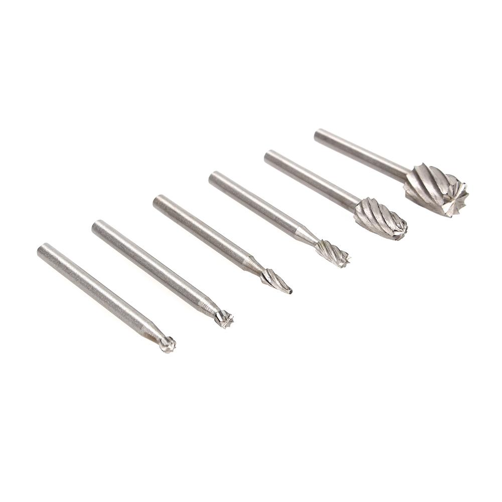 6pcs HSS Burr End Mill Cutter File Rotary Tool Router Bit Set 3.17mm 8mm Head SG