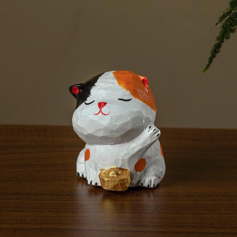 OLOMM Handmade Wooden Cat Car Ornament