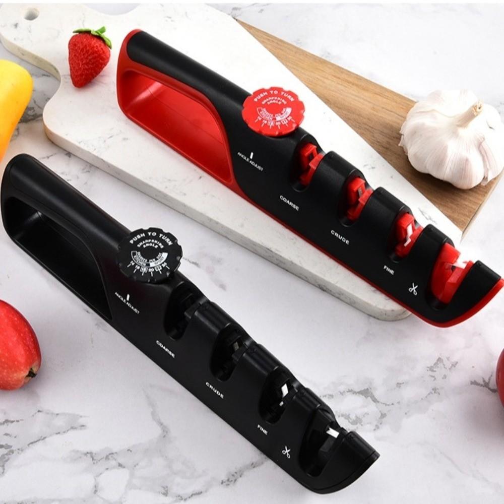 Adjustable Angle Kitchen Sharpener Tool Stainless Steel Quick-edging Multifunctional Sharpener Coarse Fine 4 Slot Design