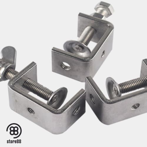 Store88 C-Clamps, Stainless Steel, for DIY, Machining, and Assembly, Small, L-Shaped, Set of 4 (45mm Opening)
