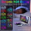 Digital 180 degrees Projection Alarm Clock with Dynamic RGB Light Brightness   Snooze Dual Alarm Setting USB   Port Mirror Clock for Be
