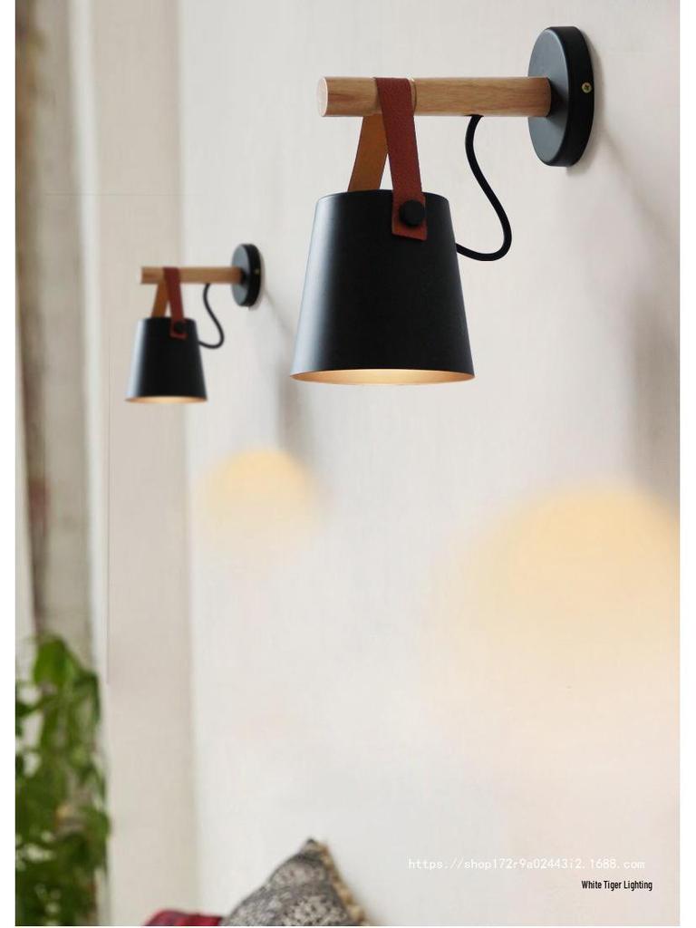 Retro Leather Belt Wall Lamp - Industrial Style Bedside Light for Bedroom or Corridor