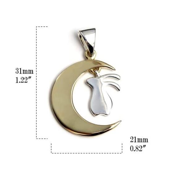 Oriental Vibrations Rabbit Moon Silver Pendant Top