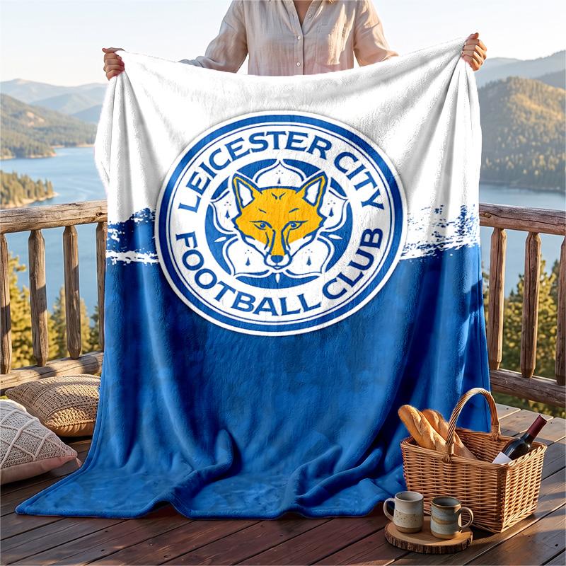 Warm Flannel Blanket Leicester City Pattern, Lightweight Comfortable Throw Blanket for Bed Sofa Use