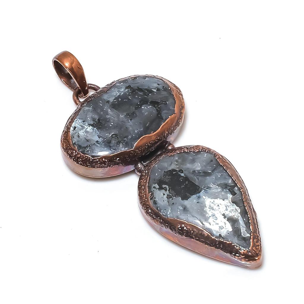 Larvikite Pendant Handmade Gemstone Jewelry, Copper Electroformed Pendant ,Unique Design Jewelry Pendant
