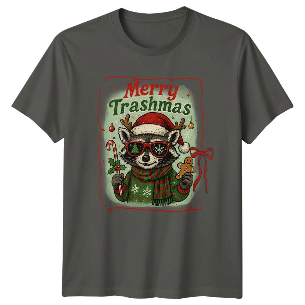 Merry Trashmas Christmas Holiday Raccoon Unisexs Unisexs Graphic Tee S