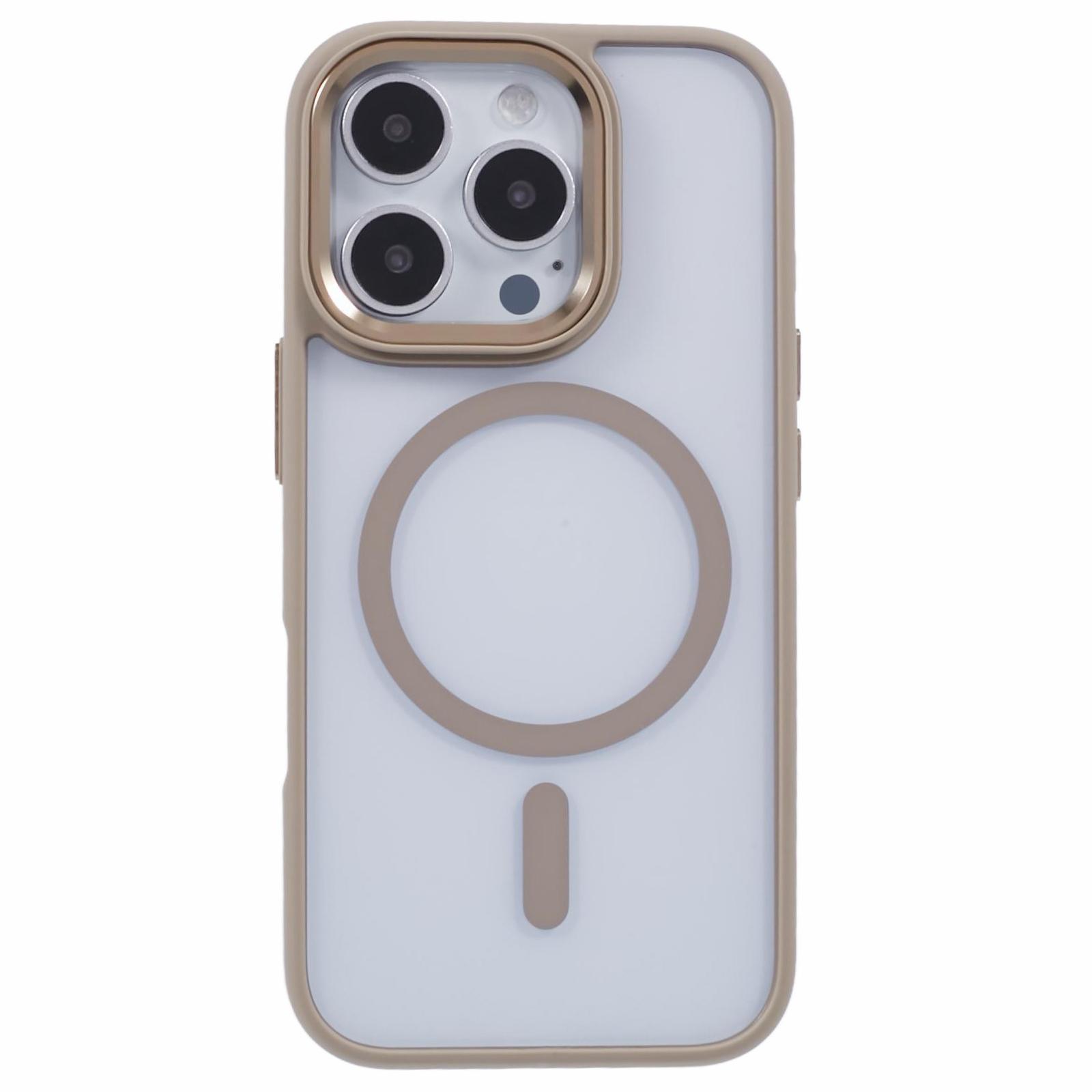 

For iPhone 16 Pro Compatible with MagSafe Phone Case Clear PC+TPU Back Cover Titanium Grey