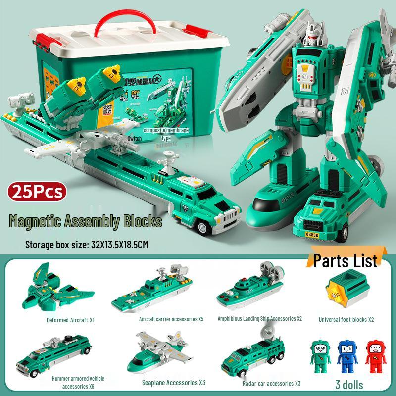 Children's Magnetic Transforming Robot Building Blocks Toy Set