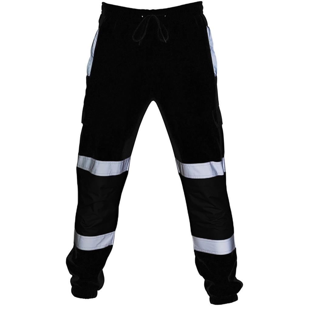 Men Road Work High Visibility Overalls Casual Splicing Casual Trouser Pants