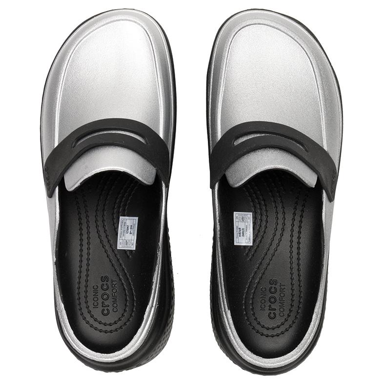 Crocs Stomp Loafer Silver Black Unisex Sneakers 210363-01V
