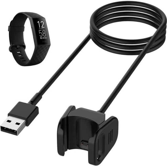 Charger for Fitbit CHARGE 4 - PHONILLICO - Black Replacement USB Cable nero
