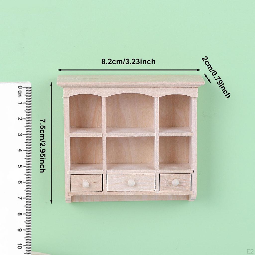 Dollhouse Miniature Cabinet DIY Scene Model Simulation Classic Wood with Compartment Ornament 1/12