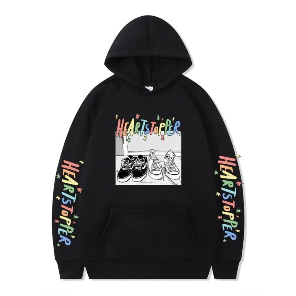 

Fashion Heartstopper Anime Hoodie Nick and Charlie Hoodie Streetwear Hooded Sweatshirt Men Women Cosplay Sports Pullovers XS чёрный