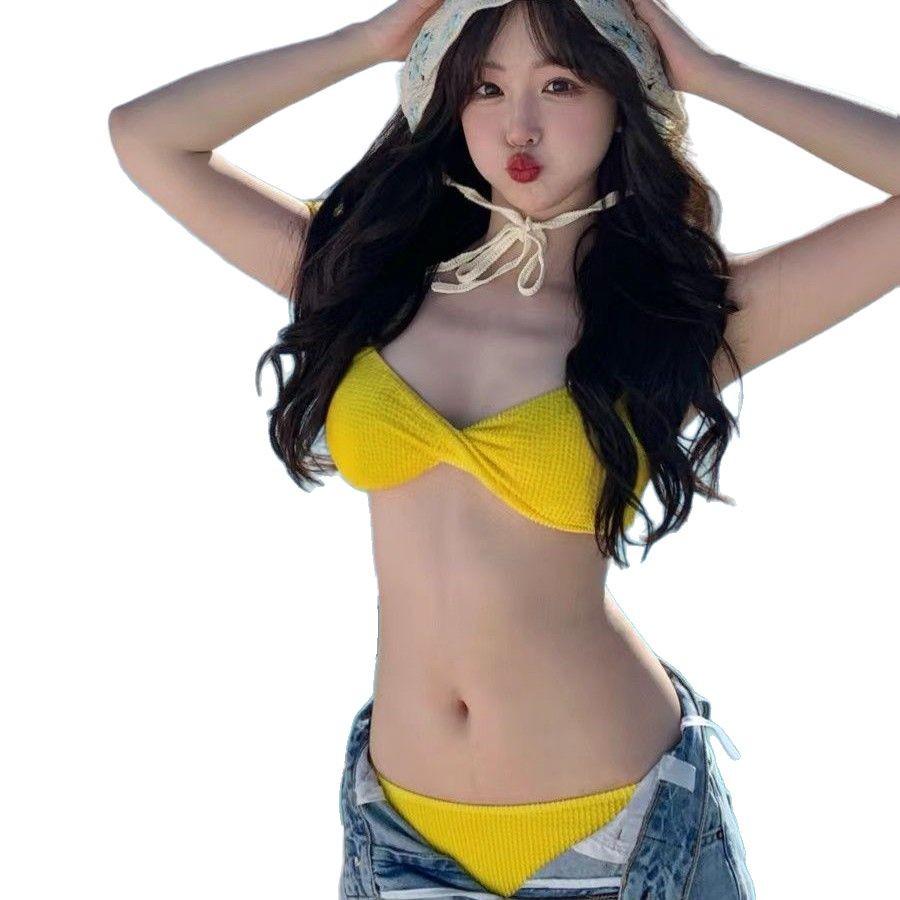 Korean Style Yellow Bikini for Beach & Spring - Sexy, Hot Girl Niche Suit