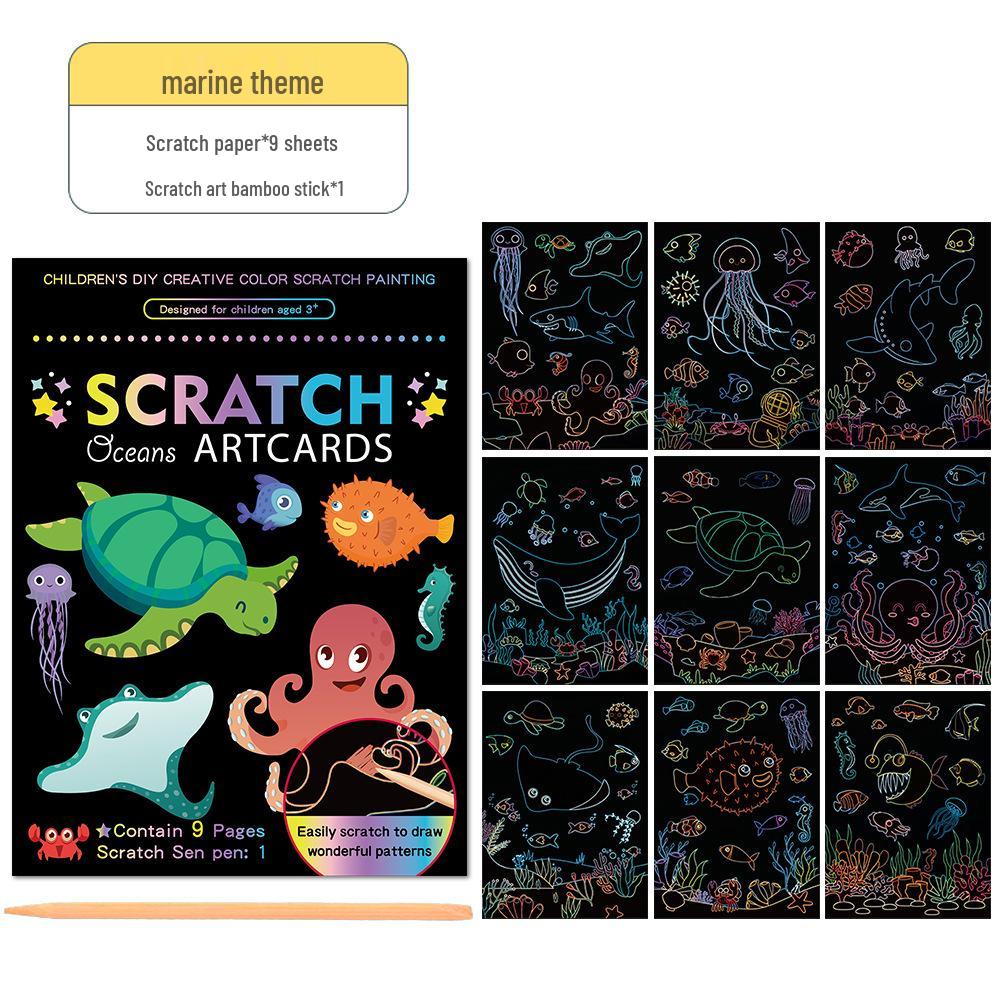 

Набор для творчества Scratch Art с рисунками животных для детей - Креативные принадлежности для граффити с ослепительными цветами 135X185mm