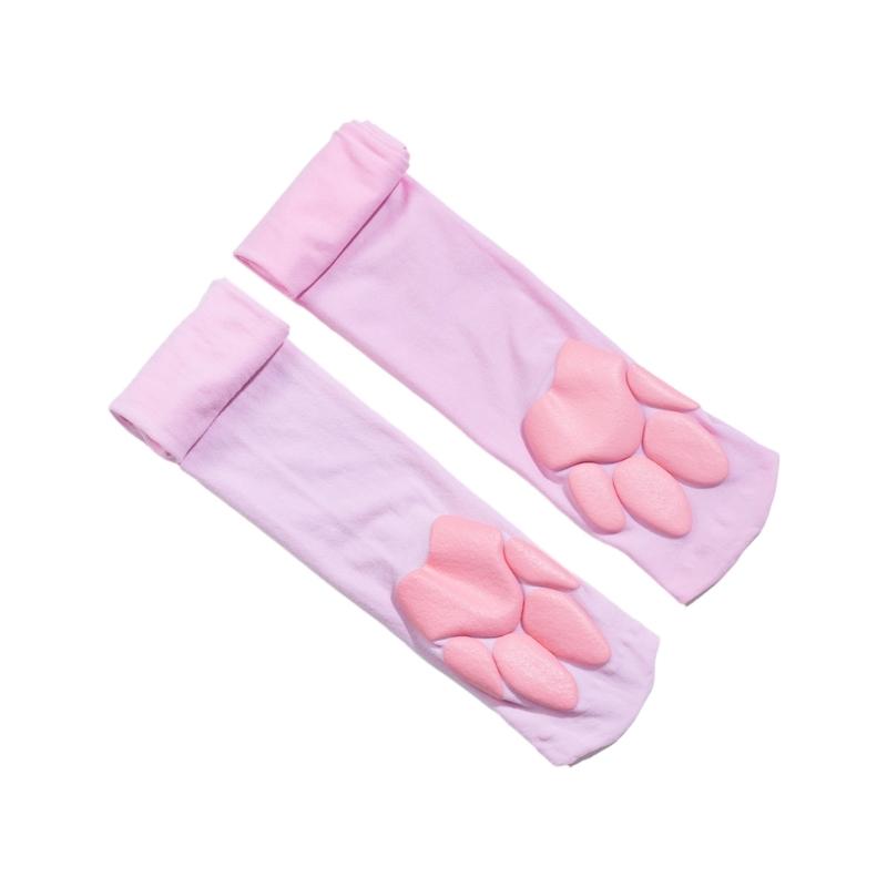 Cat Paw Thigh High Socks Cute Soft Over Knee Stockings Kitten Claw Pad Socks Pink Cat Paw Long Boot Socks Women Girls