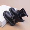2025 Autumn/Winter Girls' Mid-Calf Leather Boots with Side Zipper and Velvet Lining
