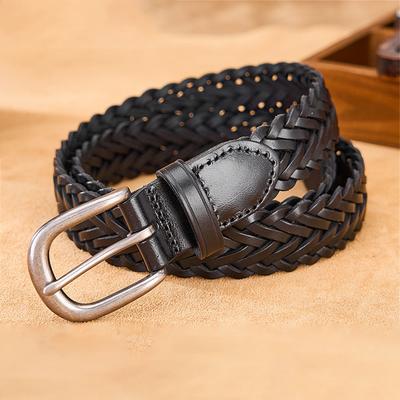 Genuine Leather Belts for Women Black Color Hand-woven Belts Jeans Pants Accessories Leather Waistbelts Fashion Belts