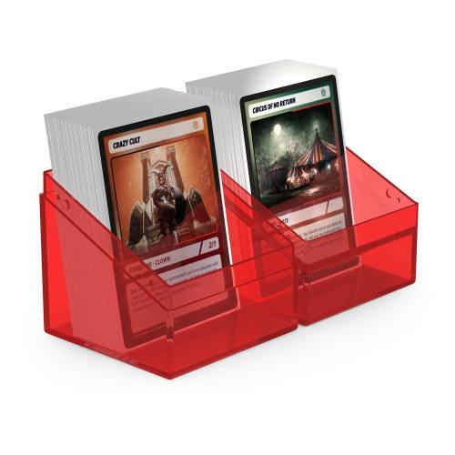 Ultimate Guard Boulder 100+ Clear Deck Case, Ruby, for 100 Double-Sleeved TCG Cards, Secure and Durable Storage for Trading Card Games