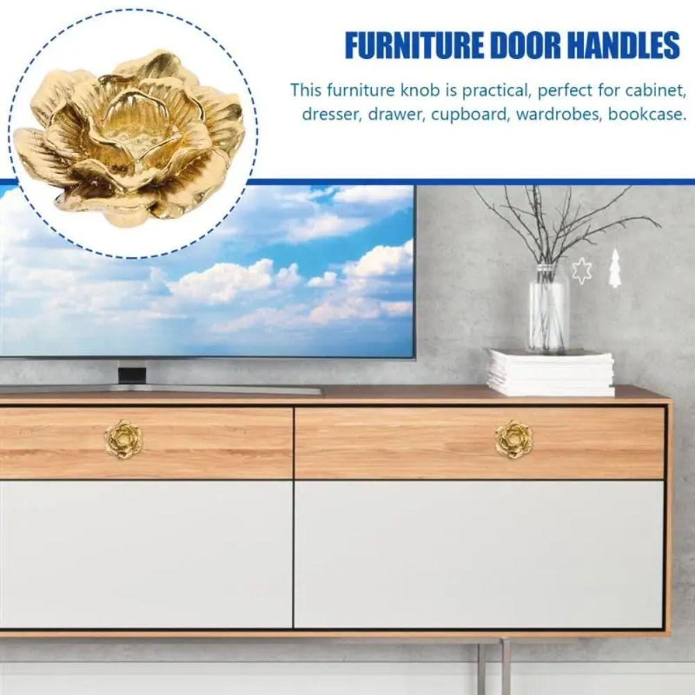 Brass Brass Cabinet Pull Camellia Flower Camellia Brass Handles Floral Shaped Knobs  Closet Doors