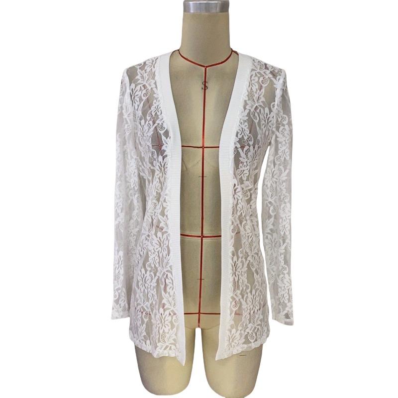 Autumn and Winter Women's Elegant Fashion Lace Hollow Splicing Long Sleeve Jacket